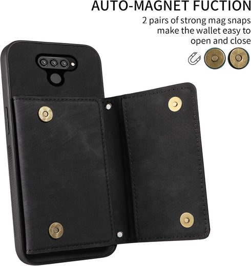Phone Case For LG Q70 Wallet Cover with Crossbody Shoulder Strap and Leather Credit Card Holder Pocket Slim Stand Cell Accessories Mobile Flip Pur...
