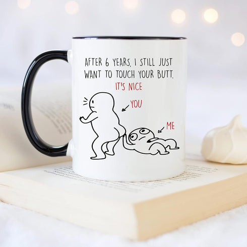YouNique Designs 6 Years Anniversary Mug, 11 Ounces, Funny 6th Anniversary Coffee Mug for Him, Sixth Year Wedding Anniversary Cup for Couples (Bla...