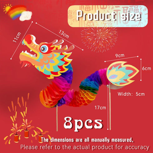 8pcs Dragon Honeycomb Handheld Toys Chinese New Year Dragon Making Ornament Kit Education Playset Chinese Dragon Toys...