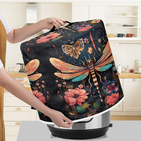 Dragonfly Butterfly Flower Rice Cooker Dust Cover Delicate Protective Cover for Small Appliances in Home Stain-resistant Washable Kitchen Utensil ...