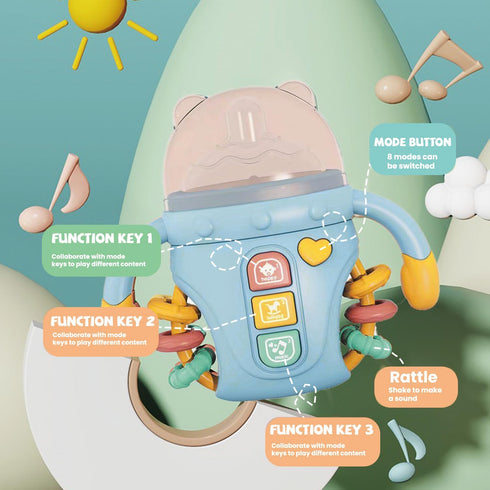 Baby Musical Toy Toddlers Sensory Learning Toy w/Music & Lights Pacifier teething and Baby Rattle toys 18+Months,Boys & Girls toys(B-blue)...