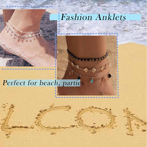 Boho Layered Pearl Ankle Bracelet White Pearl Toggle Ankle Bracelet Vintage T Bar Anklet Bracelet Baroque Pearl Foot Chain Jewelry for Women...