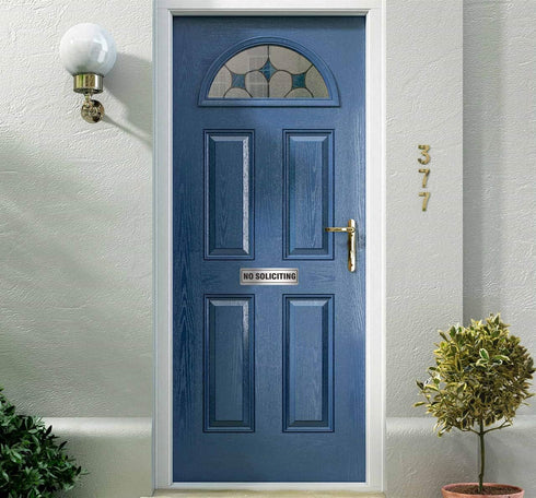 No Soliciting Sign for House Door 7.0" x 2.0" Signs for Business Home Office Wall with Strong Self Adhesive Aluminum Metal Signboard Keep Solicito...