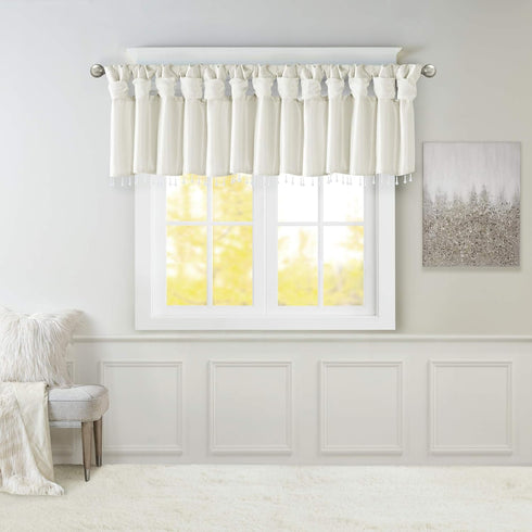 Madison Park Emilia Faux Silk Valance, DIY Twist Tab Top Finish with Beads, Window Valance Curtain for Living Room, Bedroom and Dorm, 26"L x 50"W,...