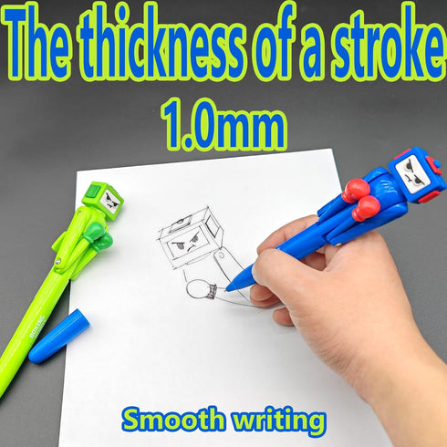 Boxing Pen Robot - ?2PCS? with Punching Arm and Crisp Button Sound - Funny and Cool Novelty Pen - Boxing Gifts - Blue/Green Colors - 1.0mm Smooth ...