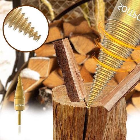 Firewood Log Splitter, Hex Shank Drill Bit Wood Splitters Heavy Duty Screw Wood Splitting Tool for Electric Drills, Split Wood Drill Bits...
