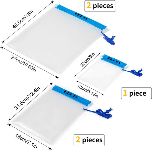 HEETA 5-Pack Clear Waterproof Dry Bag, Water Tight Cases Pouch Dry Bags for Camera Mobile Phone Maps, Kayaking Boating Document Holder (Blue)...