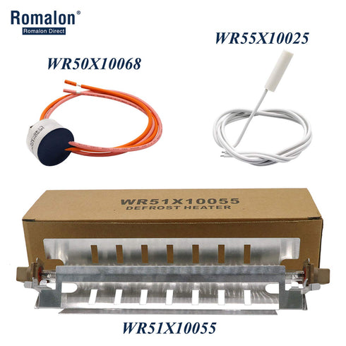 WR51X10055 Refrigerator Defrost Heater Kit,WR55X10025 Temperature Sensor,WR50X10068 High Limit Thermostat Fit for G-E by Romalon