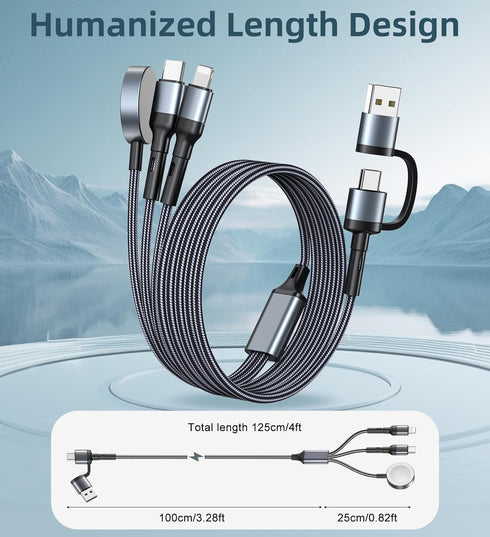Charger Cable for Apple Watch Upgraded 3 in 2 USB C Fast iPhone Watch Charger USB C Multi Fast Charging Cable Compatible with iWatch Ultra/SE/9/8/...