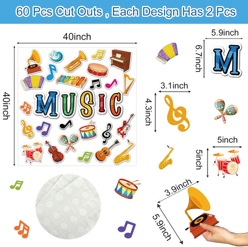 Music Cutouts Music Notes Classroom Bulletin Board Decorations Music Party Themed Birthday Party Supplies for Toddler Kids Students Classroom...