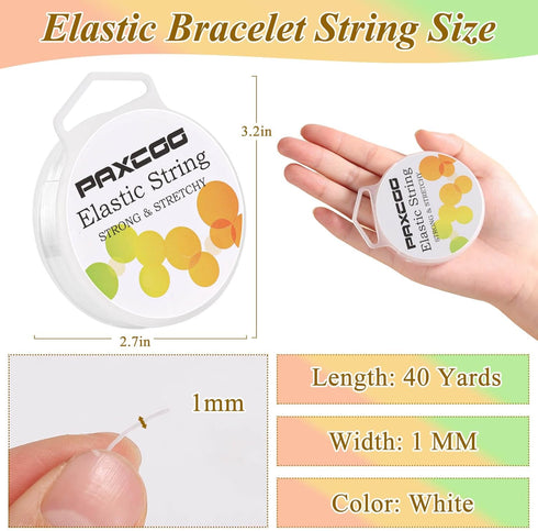 PAXCOO 2 Pack Elastic String for Bracelets, Stretch Magic Elastic String Bead Cord Jewelry Thread for Friendship Bracelet, Necklaces, Clay Beads, ...