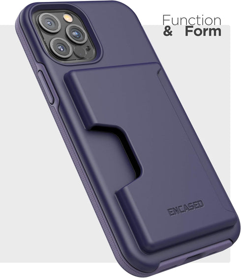 ENCASED Phantom Wallet Case Compatible with iPhone 12 Pro Max Protective Cover with Card Holder Slot (3 Credit Cards Capacity) Purple...