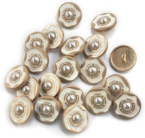 Faux Pearl Irregular Enamel Layer Sewing Shank Buttons 20 Pcs - 18mm, 23/32"...