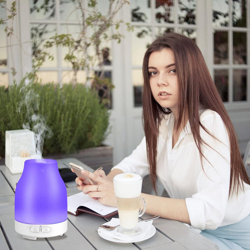 Essential Oil Diffuser, 110ml Colorful Aromatherapy Diffuser with 8 Colors Lights, Adjustable Mist Mode, Waterless Auto Off, Stocking Stuffers for...