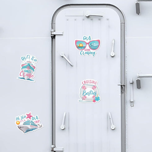 Cruise Door Decorations Magnetic - 4PCS Oh Ship It’s A Girls Trip Magnets, Girl Cruise Ship Car Cabin Refrigerator Magnet Decal, Cruising Magnetic...