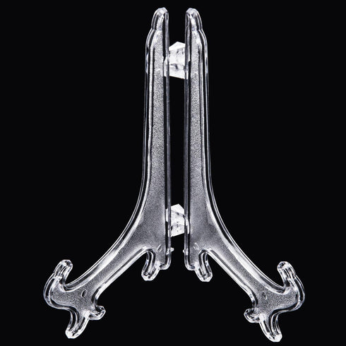 Boao 24 Pieces 3/4/5/6 Inch Plastic Easel Plate Holders to Display Stands Picture Easel at Weddings, Home Decoration (Clear)...