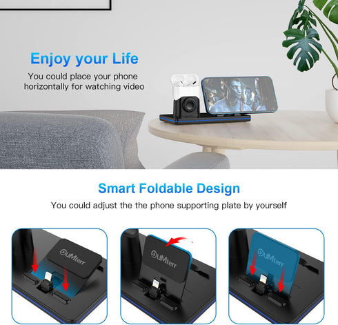 ???????? ?????? DUMTERR 3 in 1 Charging Station for Apple Products, Portable Charging Dock for iPhone and Airpods Series, Wireless Charging Stand ...