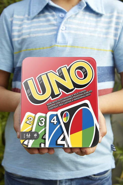 Mattel Games UNO Card Game for Family Night, Travel Game & Gift for Kids in a Collectible Storage Tin for 2-10 Players (Amazon Exclusive)...