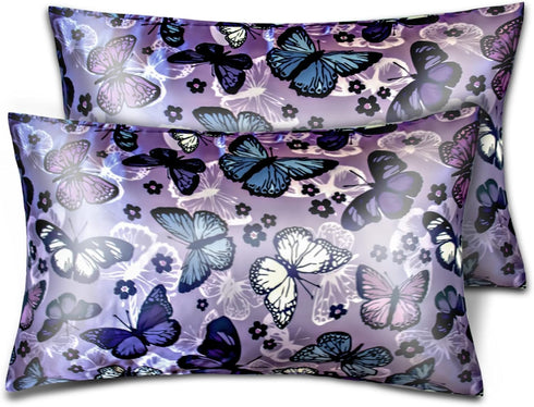 Satin Pillowcase for Hair and Skin, Soft Satin Pillow Cases Queen Size Pack of 2, Cooling Silk Satin Pillowcase Set with Envelope Closure (20’’x30...
