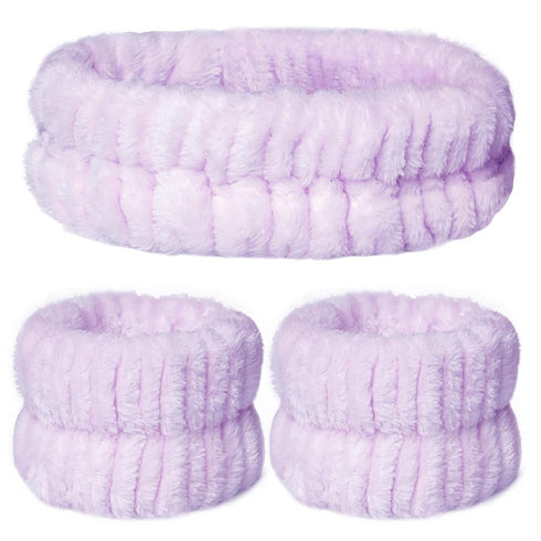 3pcs Spa Facial Headband Women Makeup Headband Girls Washing Face Headband Soft Microfiber Spa Wrist Washband Ladies Spa Hair Wraps Headbands for ...