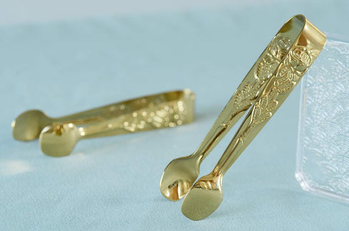 6PCS Mini Serving Tongs 4 Inches Small Rose Sugar Cube Tongs (Gold)...