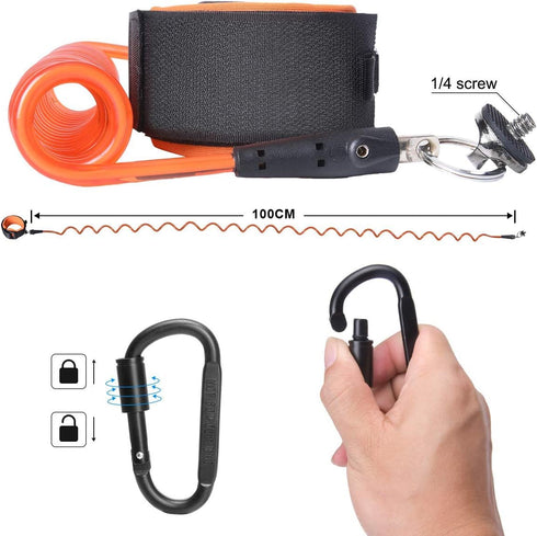 Steel-cored Waterproof Action Camera Anti-Loose Dive Wrist Strap, Diving Surfing Snorkeling Drifting Safety Wire Rope Tether for GoPro Sony Olympu...