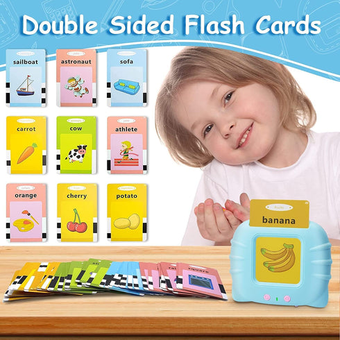 Talking Flash Cards Educational Toys, Autism Sensory Toys Learning Toys for Toddlers - Montessori Toys Flash Cards for Age 2 3 4 5 6(Blue)...
