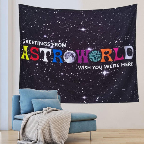 Astronomical World Funny Black Flags Tapestry Wish You Were Here 4.3x5 Feet Flag Banner - Unique Black and White Home Decor for College Dorm Room,...