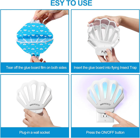 Gnat Traps for House Indoor HU002 Plug-in Fly Trap Indoor, Electric Gnat Killer Indoor Catcher Flying Insect Trap with Night Light UV Attractant C...