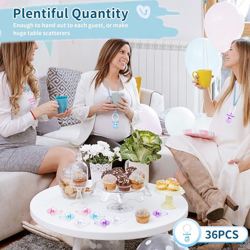 Pacifiers for Baby Shower Game, 36 Plastic Pacifiers for Baby Shower Decoration DIY, large Size Baby Shower Pacifiers, Gender Reveal Party Table S...