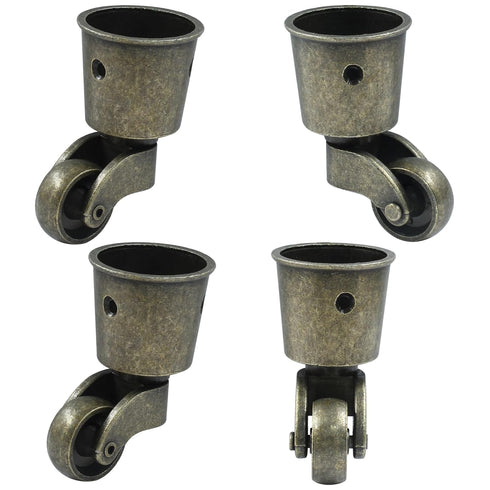 Luomorgo 4 Pack Antique Caster Cups Furniture Casters Wheels Zinc Alloy Swivel Cup Casters Round Cup Caster for Cabinet Patio Table Chair (1.5 Inc...