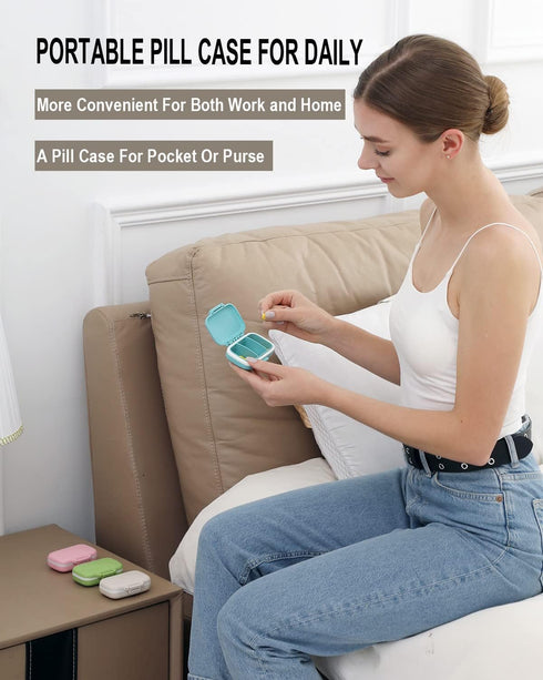 4 PC Pill Case 3 Removable Compartments Pill Box BPA-free,day pill organizer/3 times a day/AM-PM Travel Pill Organizer for Pocket or Purse storage...
