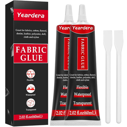 Fabric Glue, Clear Fabric Glue for Clothing Permanent Washable, Fabric Fusion Glue for All Fabrics, Clothes, Leather, Cotton, Flannel, Denim, Poly...