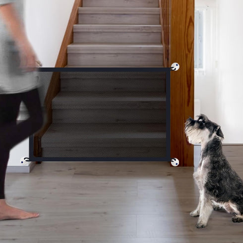 Magic Dog Gate for Stairs, Mesh Pet Gate for House Doorway, Indoor Bedroom Safety Cat Screen Gate, Puppy Fence 28 x 43 inches...