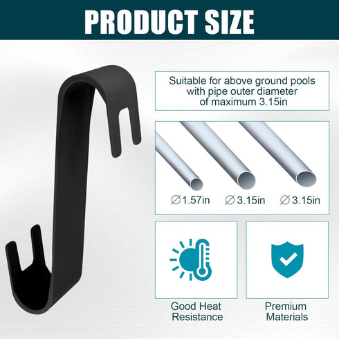 2pcs Pool Leaf Skimmer Net Holder, Heavy Duty Pool Pole Hangers Double Pool Pole Hooks Plastic Pool Fence Hooks for Telescopic Poles Skimmers Swim...