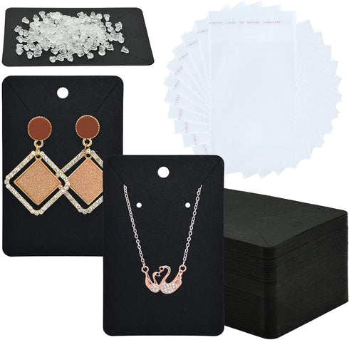 120 Set Earring Holder Cards Necklace Display Cards with 120 Pcs Self Sealing Bags and 240 Pcs Earring Backs for Earring Necklace Display(3.5 x 2....