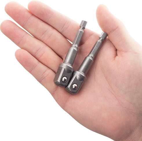 OIIKI 2 Pack 1/4 inch Square Socket Adapter Bit Set, Hex Impact Driver Power Bits, Extension Socket Adapter for Automotive DIY-1/4 Hex Shank...