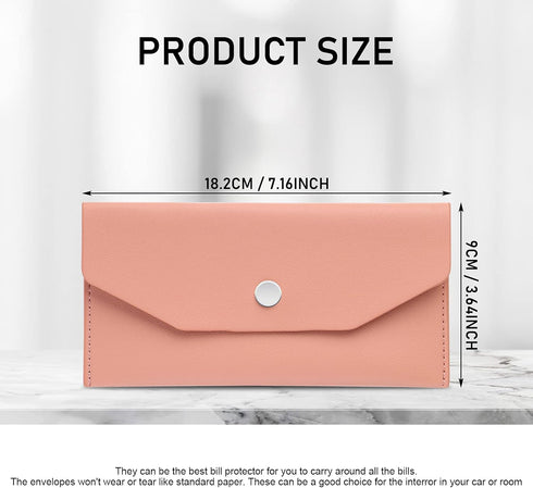 Leather Cash Envelopes, Money Envelope Reusable Waterproof Budget Envelope (pink)...