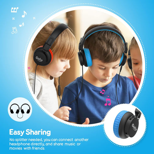 gorsun Kids Headphones, 85dB/94dB Volume Limited, Wired Headphones with Mic, Sharing Function, Adjustable Toddler Headphones for School/Tablet/PC....