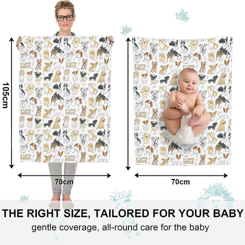 Dog Baby Blanket for Boys Girls, Toddler Newborn Nursery Soft Warm Cozy Bed Blanket Dog Print Shower Gift 30x40 Inches...