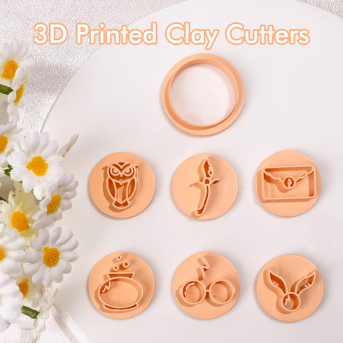 Puocaon Polymer Clay Earring Cutters - 7 Pcs Magic Theme Clay Cutters for Polymer Clay Earrings Making, Admission Letter Magic Potion Clay Cutters...