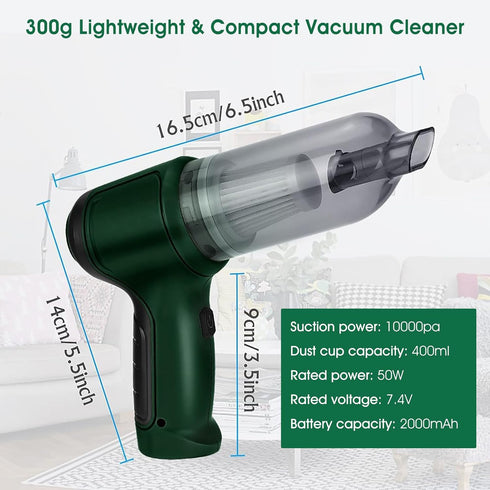 Portable Vacuum Cleaner Cordless Aspirateur Voiture, Handheld Mini Vacuum 10000Pa Powerful Suction, Rechargeable Hand Held Car Dust Buster Wireles...