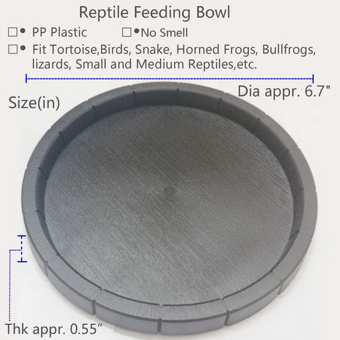 Reptile Feeding Dish Bowl Food and Water Bowl Tortoise Dish Reptile Tank Decor, Dia 6.7 Inches, Round...