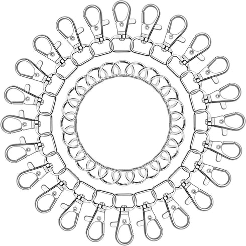 anezus 100pcs Key Chain Clip Hook and D Rings Set Include 50Pcs Swivel Snap Hooks Lanyard Clips and 50Pcs D Rings for Keychain and Purse Hardware ...