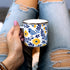 Floral Bird Enamel Camping Coffee Mug, Nature Flowers Botanical Gift Cup for Friend Coworker Women Mom (12oz)...