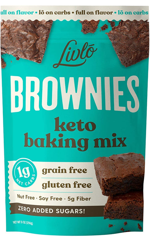 Livlo Keto Brownie Baking Mix - Just 1g Net Carb - Sugar & Gluten Free Keto Desserts, Sweets & Treats - Low Carb, Nut Free, Diabetic Friendly Snac...