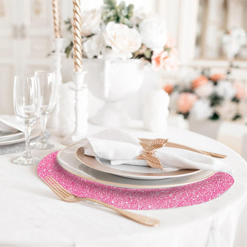 Pink Placemats Pink Glitter Sparkle Placemat for Kitchen Table Mats Place Mats for Chrismats Placemats for Weeding Party -15.4 inch Placemats Set ...
