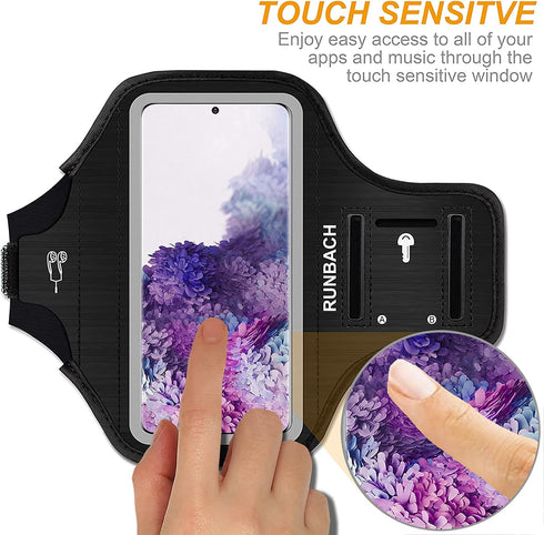 Armband for Galaxy S8+/S9+/S10+/S20+, Sweatproof Running Exercise Gym Bag with Key Holder and Card Slot for Samsung Galaxy Phones(Black)...