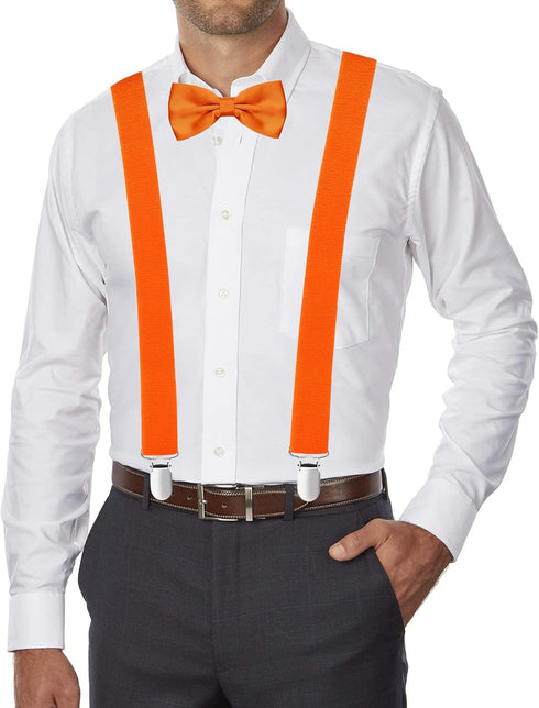 Mardi Gras Suspenders and Bow Tie Set for Men Cosplay Accessories Clip On Y Shape Adjustable Braces...