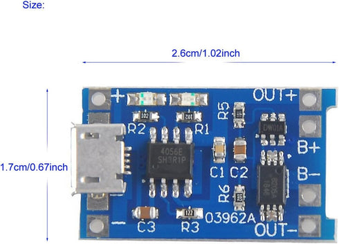 MakerFocus 10pcs TP4056 Charging Module with Battery Protection 186 50 BMS 5V Micro USB 1A 186 50 Lithium Battery Charging Board...